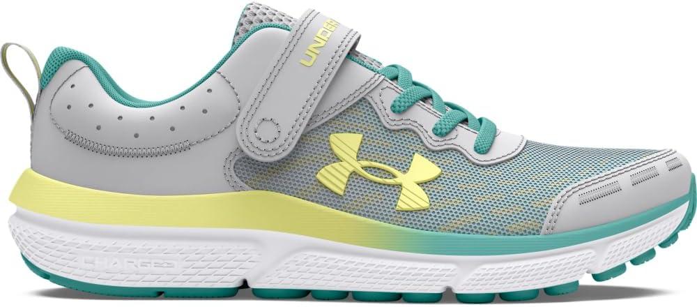 image:imageUnder Armour Girls Pre School Assert 10 Alternate Closure102 Halo GrayRadial TurquoiseSonic Yellow
