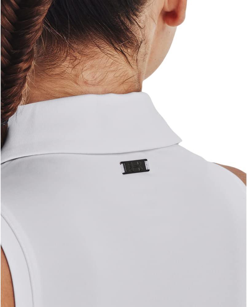 image:imageUnder Armour Womens Zinger Sleeveless Golf Polo100 White Halo Gray Metallic Silver