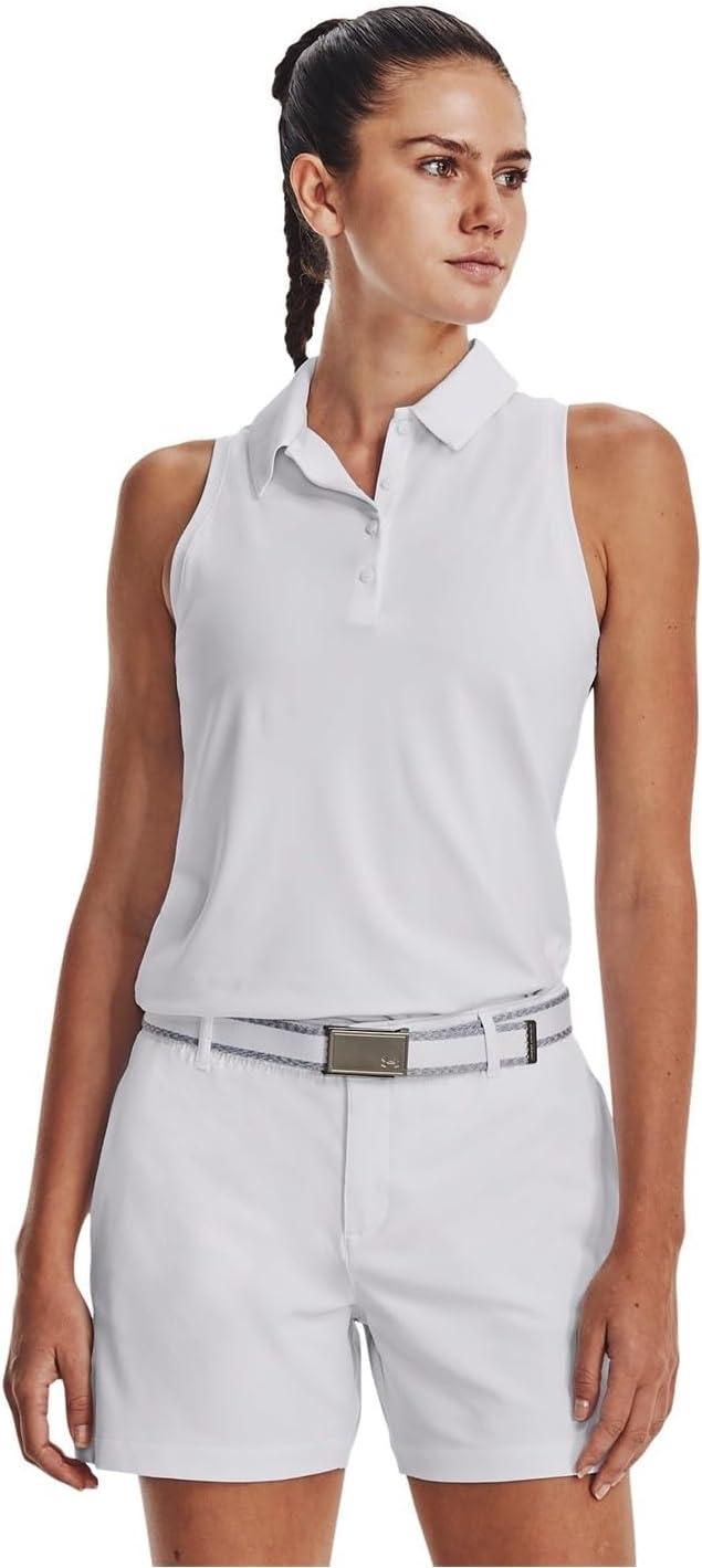 image:imageUnder Armour Womens Zinger Sleeveless Golf Polo100 White Halo Gray Metallic Silver