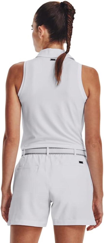 image:imageUnder Armour Womens Zinger Sleeveless Golf Polo100 White Halo Gray Metallic Silver