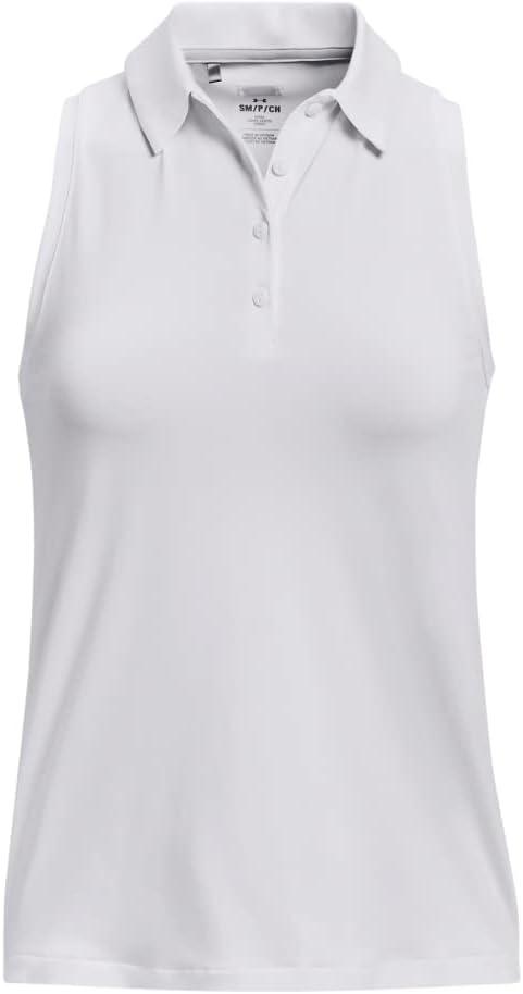 image:imageUnder Armour Womens Zinger Sleeveless Golf Polo100 White Halo Gray Metallic Silver