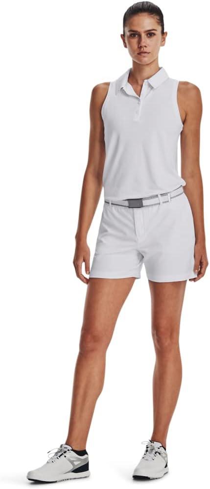 image:imageUnder Armour Womens Zinger Sleeveless Golf Polo100 White Halo Gray Metallic Silver
