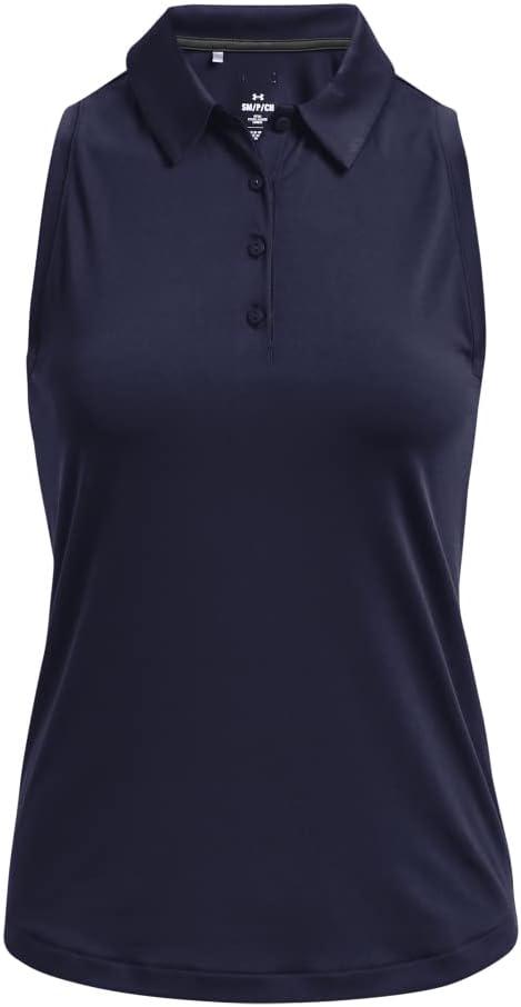 image:imageUnder Armour Womens Zinger Sleeveless Golf Polo410 Midnight Navy Jet Gray Metallic Silver