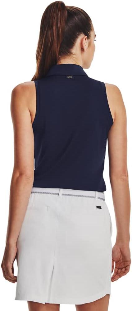 image:imageUnder Armour Womens Zinger Sleeveless Golf Polo410 Midnight Navy Jet Gray Metallic Silver