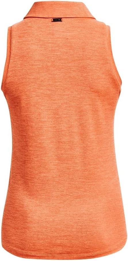 image:imageUnder Armour Womens Zinger Sleeveless Golf Polo866 Orange Blast Midnight Navy Metallic Silver