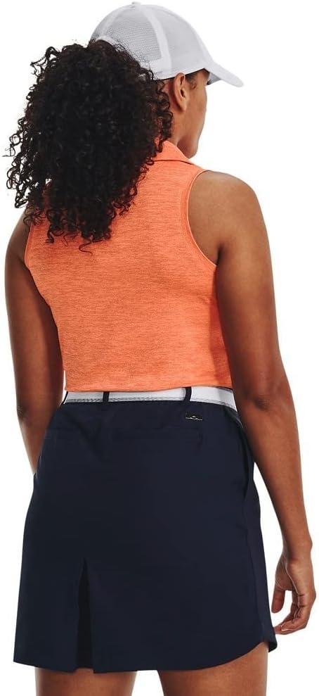 image:imageUnder Armour Womens Zinger Sleeveless Golf Polo866 Orange Blast Midnight Navy Metallic Silver