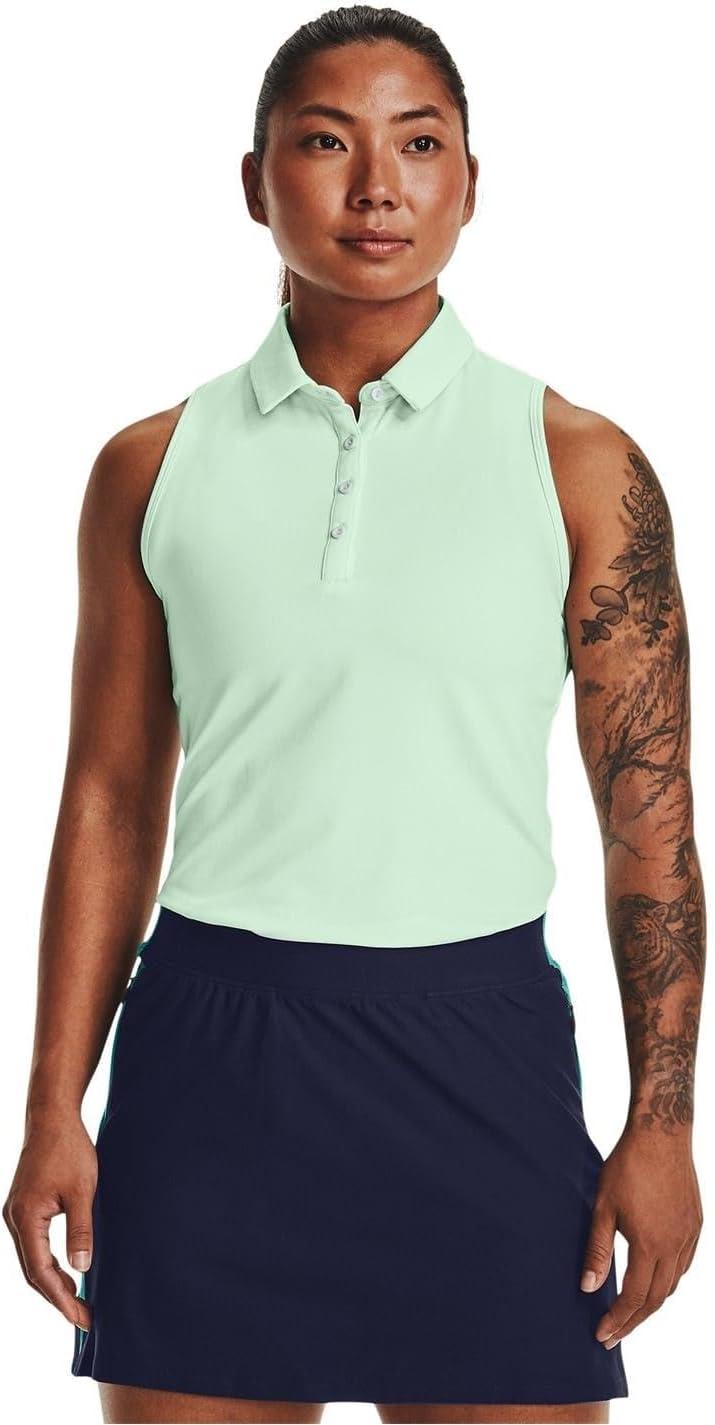 image:imageUnder Armour Womens Zinger Sleeveless Golf PoloSea Mist 936Metallic Silver