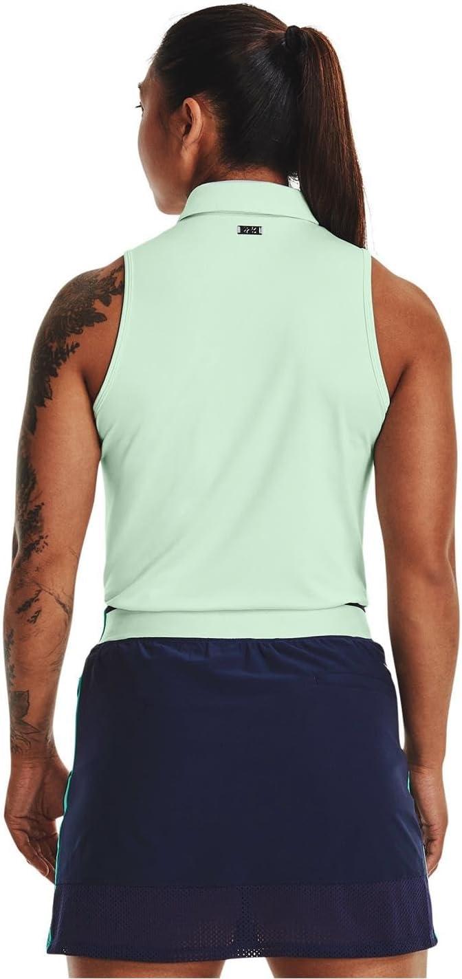 image:imageUnder Armour Womens Zinger Sleeveless Golf PoloSea Mist 936Metallic Silver