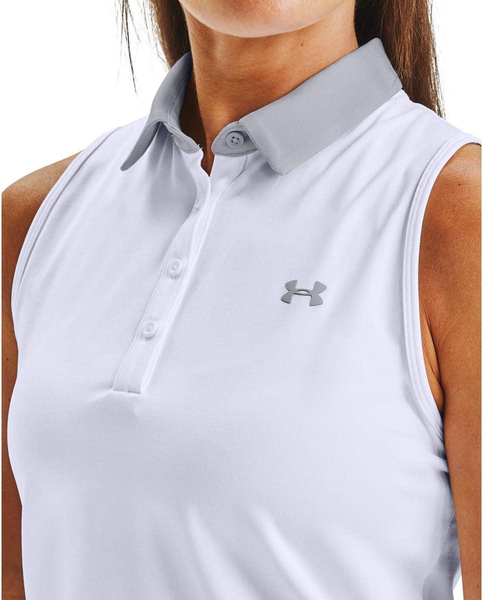 image:imageUnder Armour Womens Zinger Sleeveless Golf PoloWhite 101Halo Gray