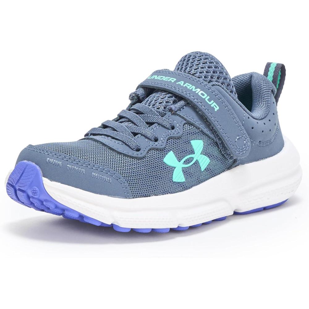 image:imageUnder Armour Girls Pre School Assert 10 Alternate Closure044 Downpour GrayVirtual VioletComet Green
