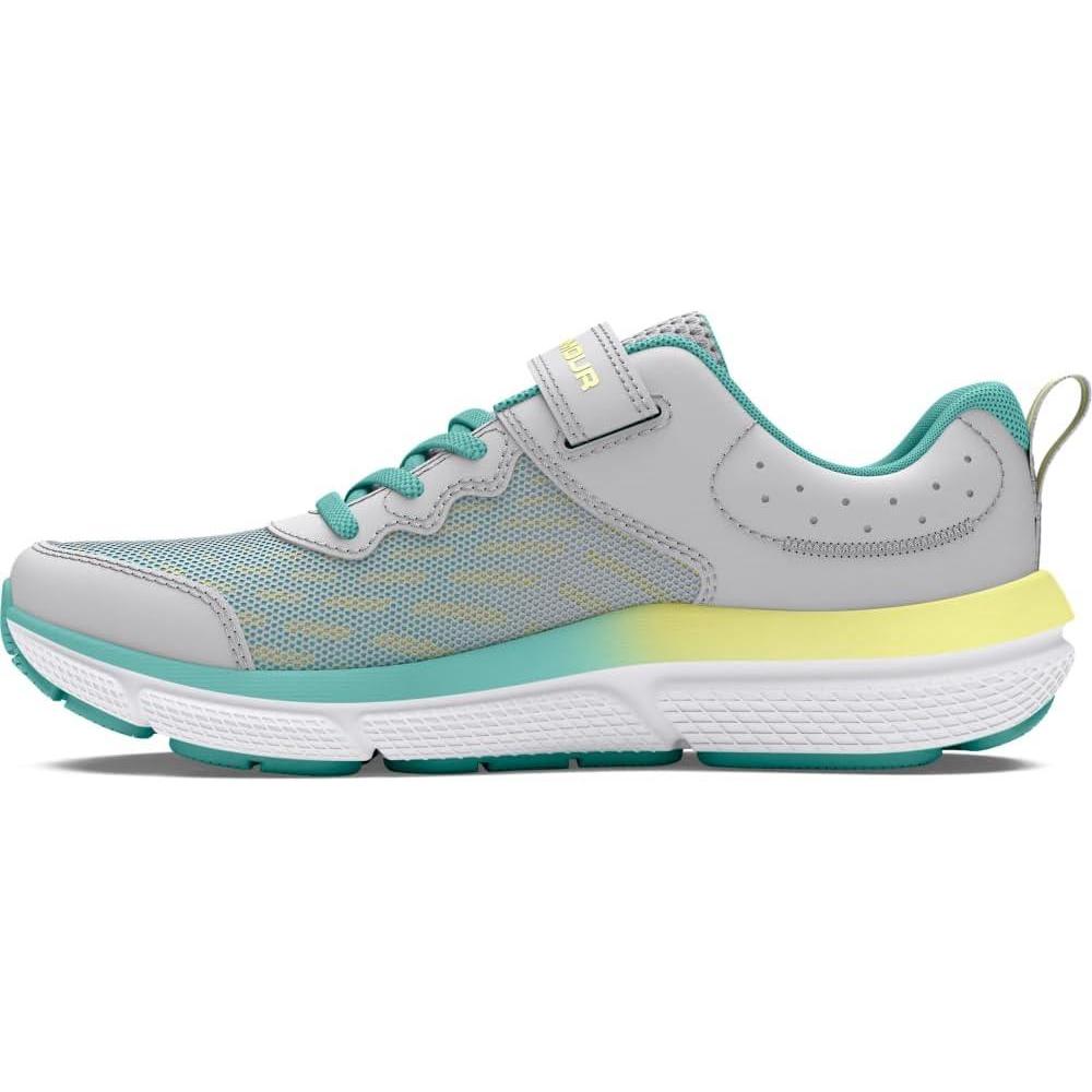image:imageUnder Armour Girls Pre School Assert 10 Alternate Closure102 Halo GrayRadial TurquoiseSonic Yellow
