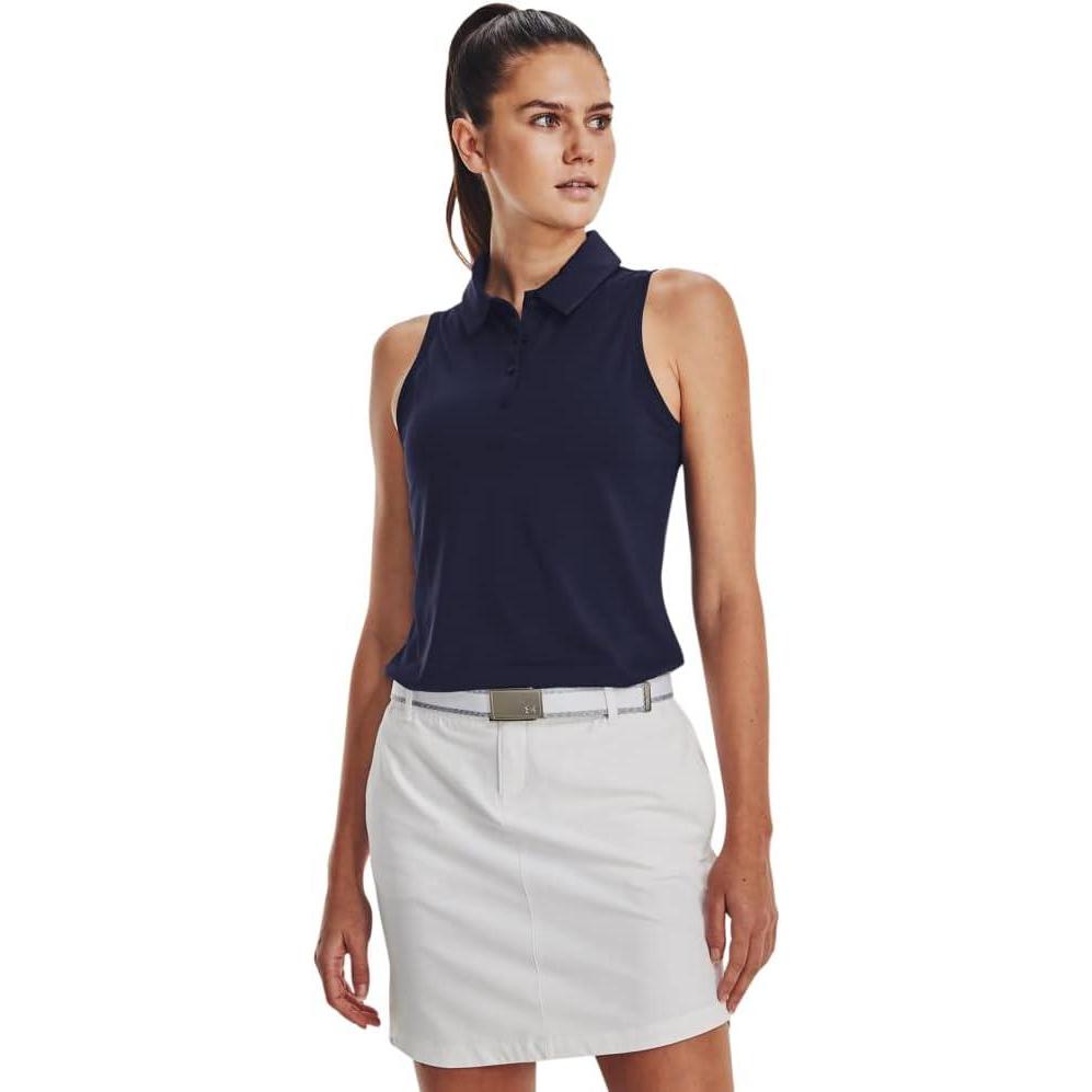 image:imageUnder Armour Womens Zinger Sleeveless Golf Polo410 Midnight Navy Jet Gray Metallic Silver