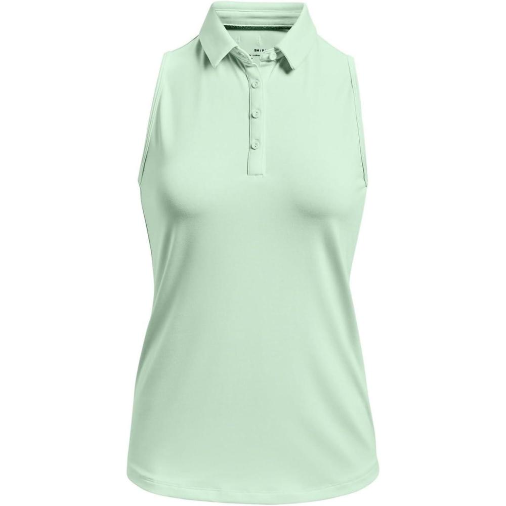 image:imageUnder Armour Womens Zinger Sleeveless Golf PoloSea Mist 936Metallic Silver
