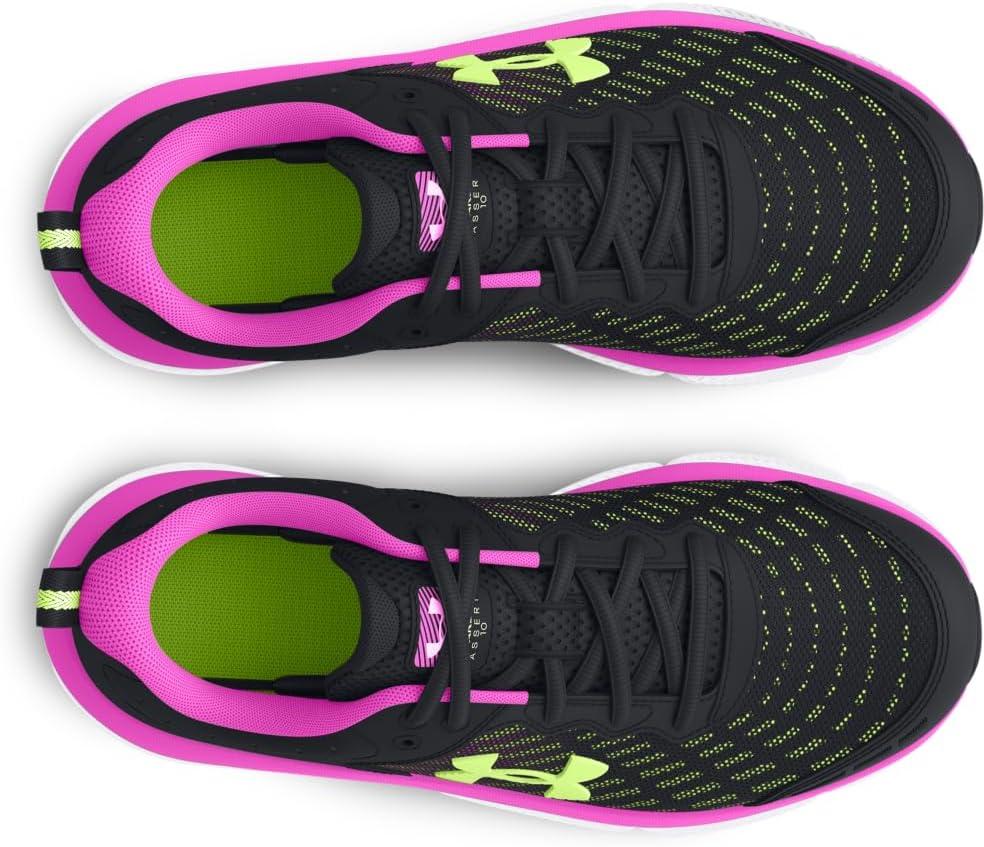 image:imageUnder Armour Girls Assert 10 Running Shoes002 BlackVivid MagentaMorph Green