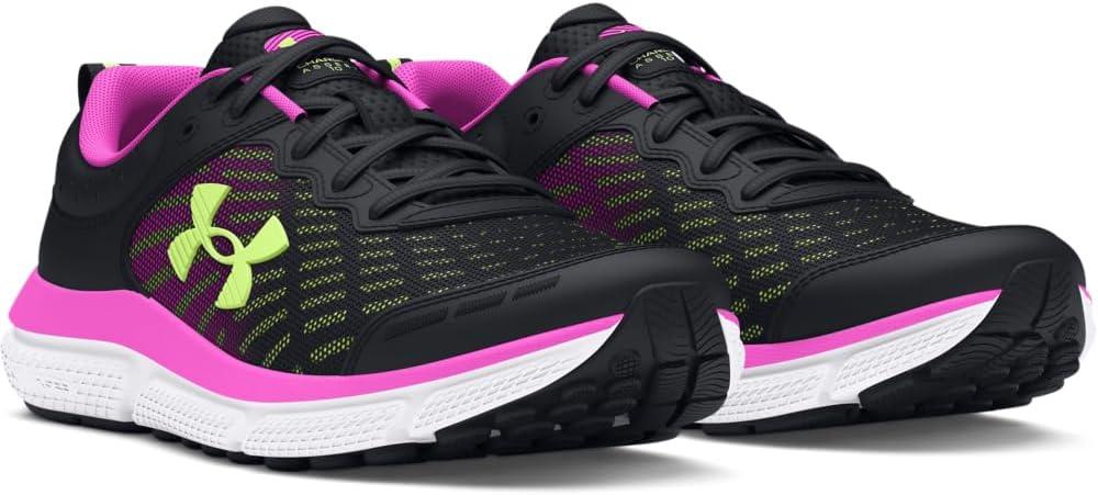 image:imageUnder Armour Girls Assert 10 Running Shoes002 BlackVivid MagentaMorph Green