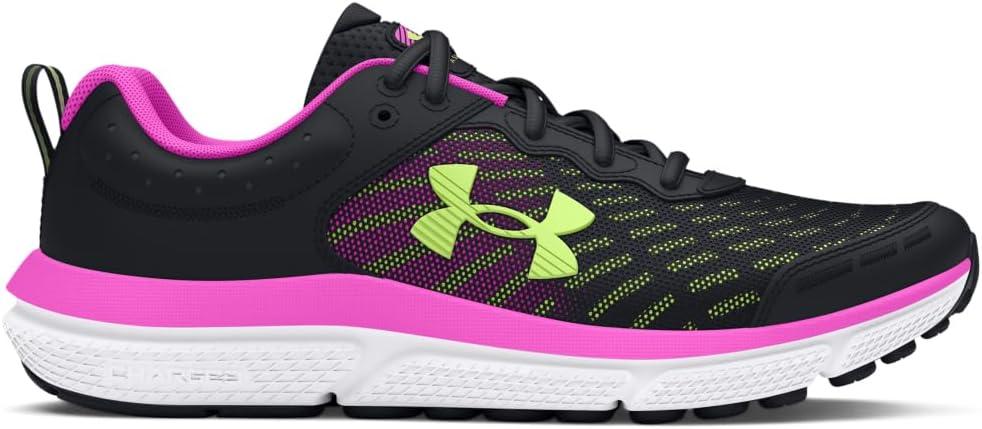 image:imageUnder Armour Girls Assert 10 Running Shoes002 BlackVivid MagentaMorph Green