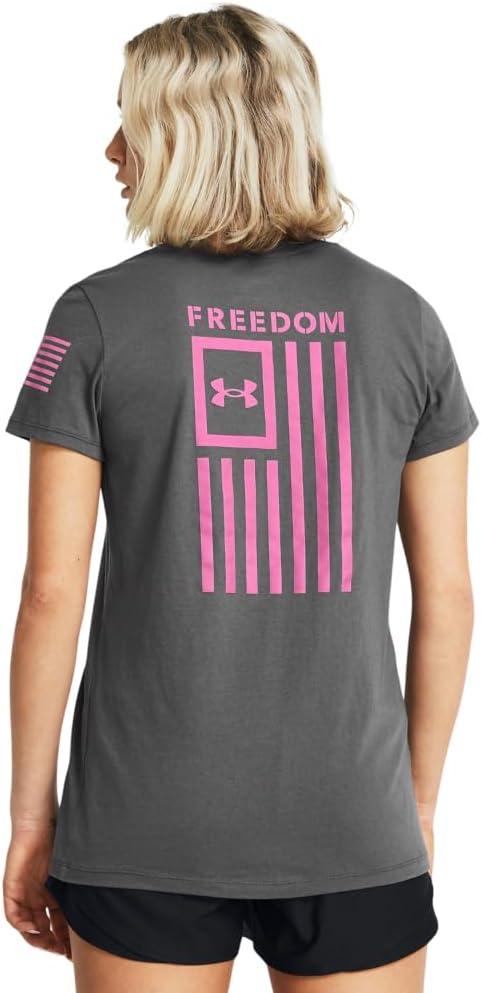 image:imageUnder Armour Womens New Freedom Logo TShirt025 Castlerock Pink Edge