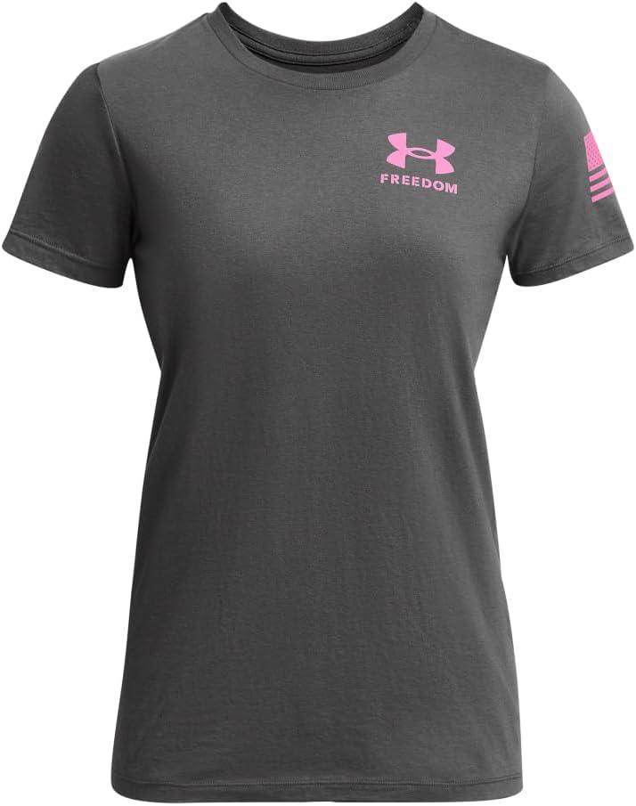 image:imageUnder Armour Womens New Freedom Logo TShirt025 Castlerock Pink Edge
