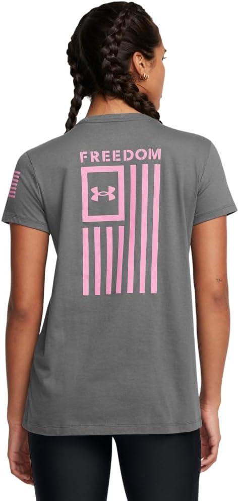 image:imageUnder Armour Womens New Freedom Logo TShirt026 Castlerock Meta Pink