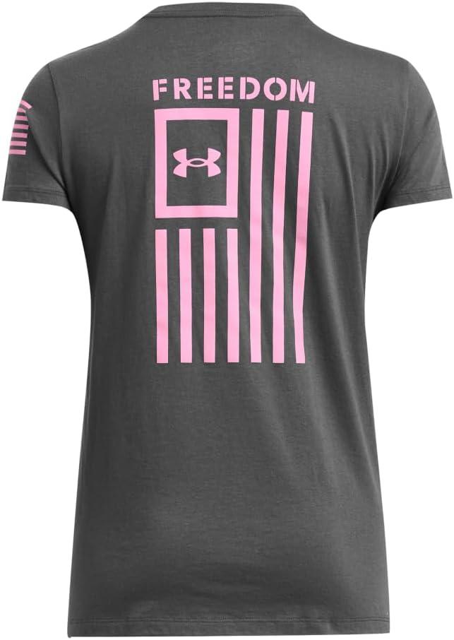 image:imageUnder Armour Womens New Freedom Logo TShirt026 Castlerock Meta Pink