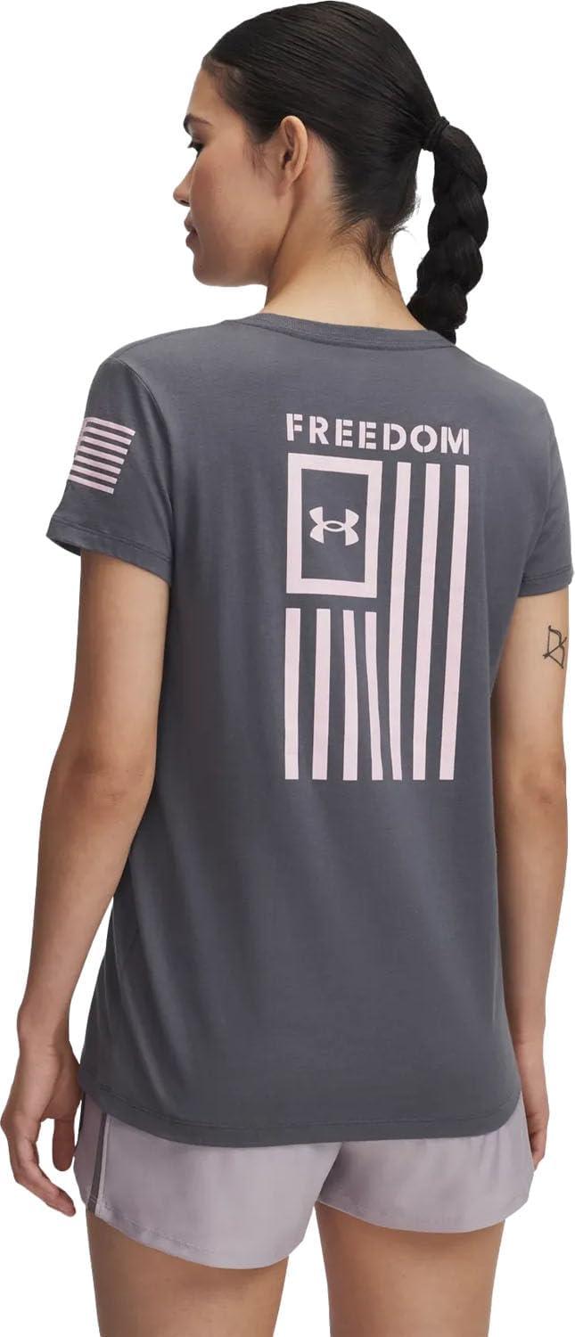image:imageUnder Armour Womens New Freedom Logo TShirt027 Castlerock Prime Pink