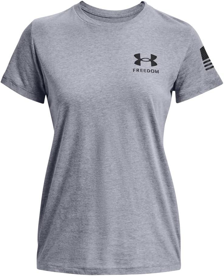 image:imageUnder Armour Womens New Freedom Logo TShirt036 Steel Light Heather Black