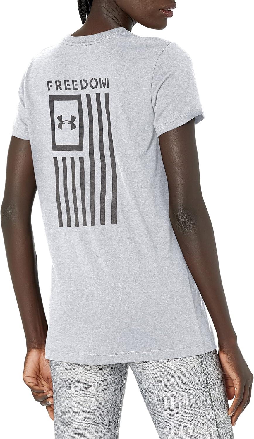 image:imageUnder Armour Womens New Freedom Logo TShirt036 Steel Light Heather Black
