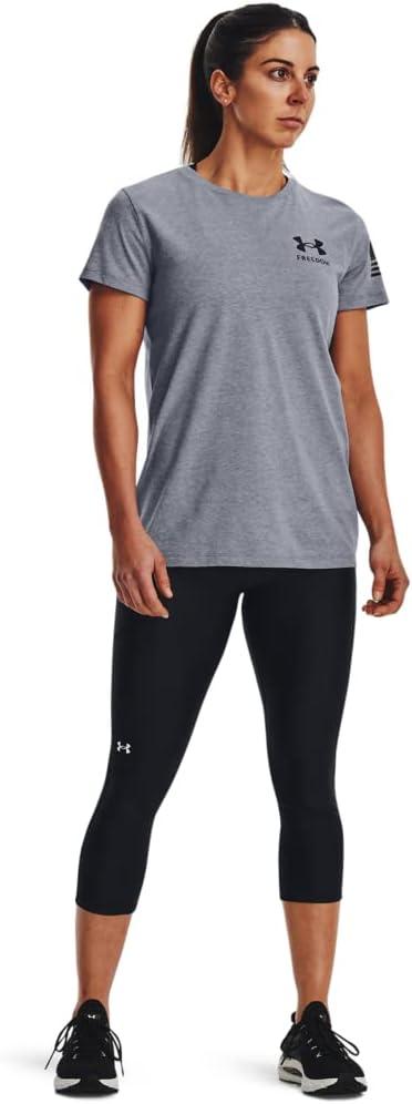 image:imageUnder Armour Womens New Freedom Logo TShirt036 Steel Light Heather Black
