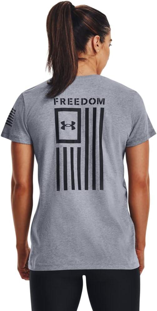 image:imageUnder Armour Womens New Freedom Logo TShirt036 Steel Light Heather Black