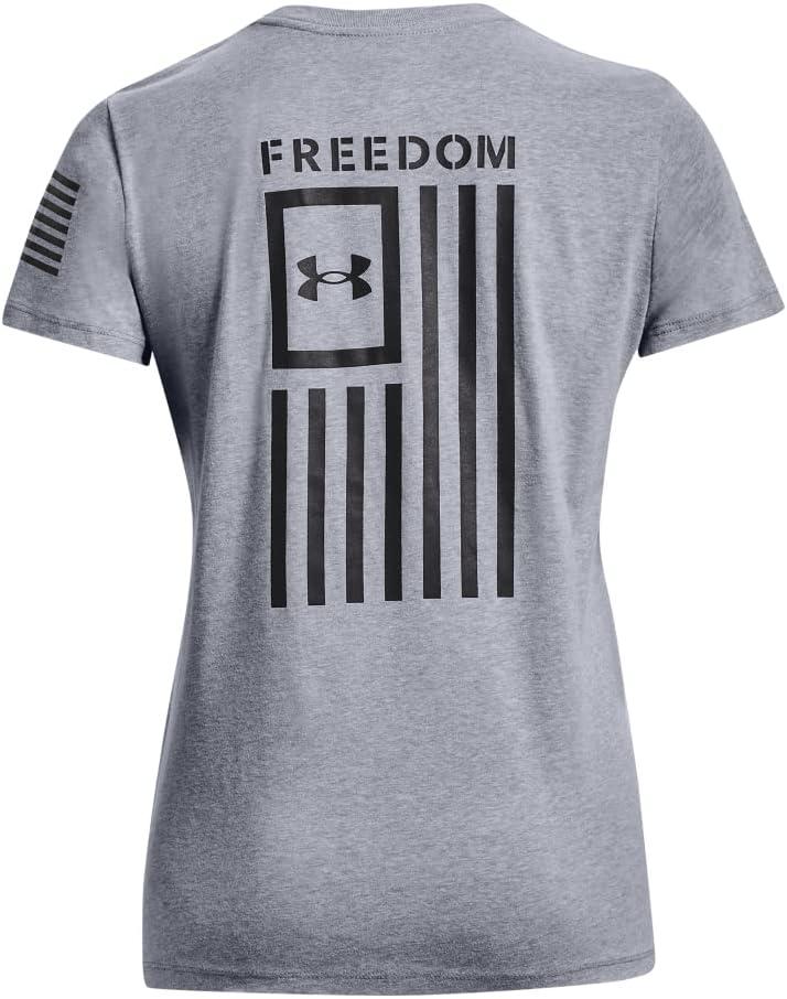 image:imageUnder Armour Womens New Freedom Logo TShirt036 Steel Light Heather Black