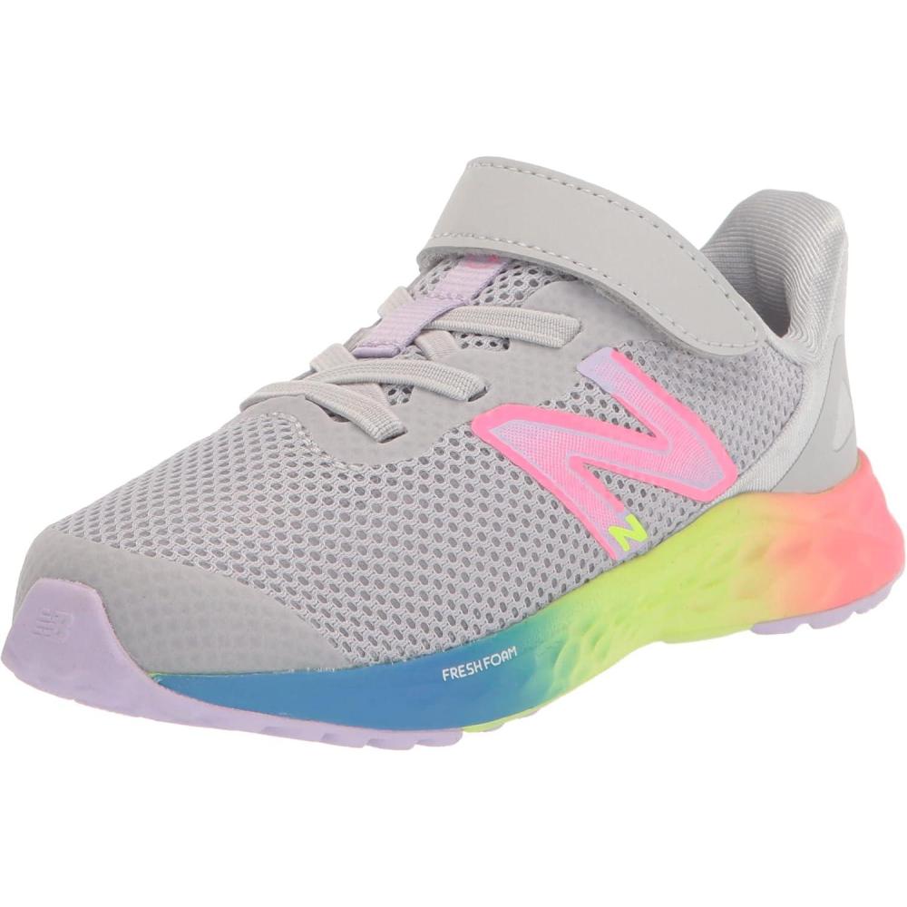 image:imageNew Balance Kids Fresh Foam Arishi V4 Running ShoesLight AluminumCyber LilacNeon Pink