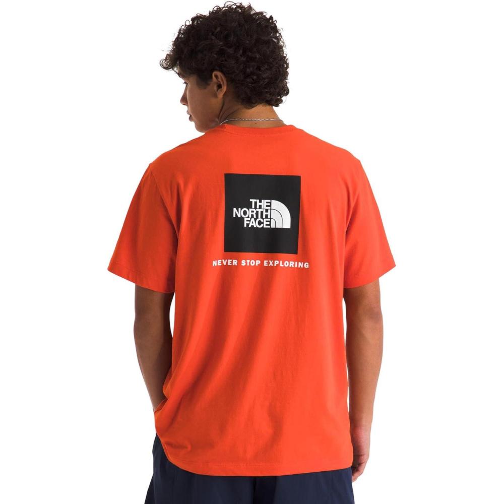 image:imageTHE NORTH FACE Mens Core Box NSE Short Sleeve Tee  Branded Tshirt With a Ribbed CollarLava Red