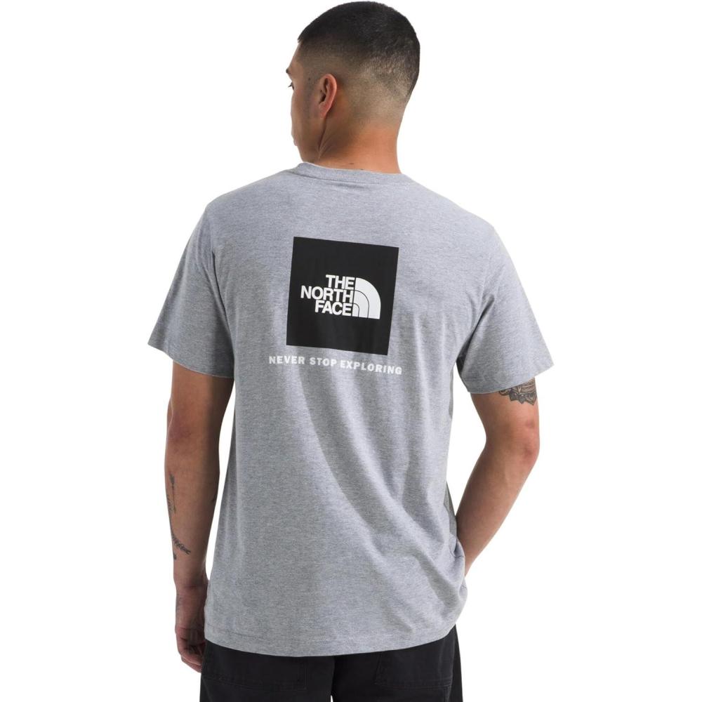 image:imageTHE NORTH FACE Mens Core Box NSE Short Sleeve Tee  Branded Tshirt With a Ribbed CollarTnf Pale Grey Heather