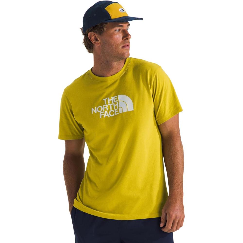 image:imageTHE NORTH FACE Mens Core Half Dome Shortsleeve Tee  Regular Fit Cotton Shirt With Graphic Design amp Ribbed CollarDijon YellowTnf White