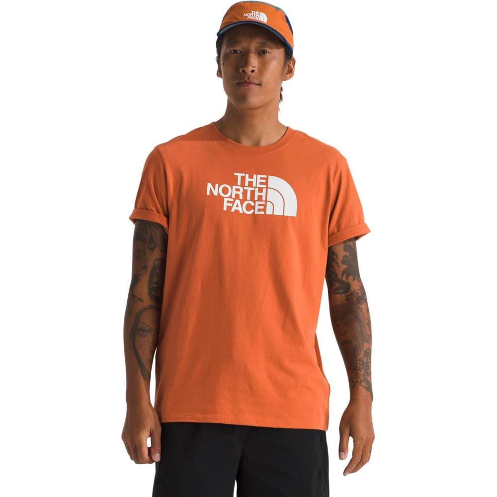 image:imageTHE NORTH FACE Mens Core Half Dome Shortsleeve Tee  Regular Fit Cotton Shirt With Graphic Design amp Ribbed CollarIron BronzeTnf White