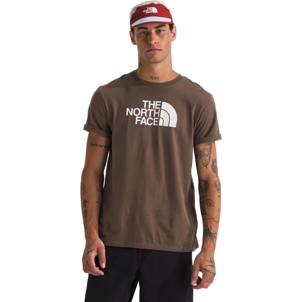 image:imageTHE NORTH FACE Mens Core Half Dome Shortsleeve Tee  Regular Fit Cotton Shirt With Graphic Design amp Ribbed CollarSmokey BrownTnf White
