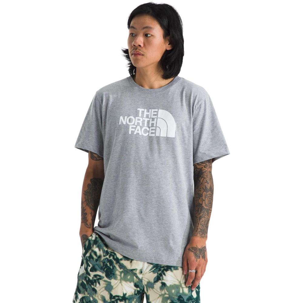 image:imageTHE NORTH FACE Mens Core Half Dome Shortsleeve Tee  Regular Fit Cotton Shirt With Graphic Design amp Ribbed CollarTnf Pale Grey HeatherTnf White