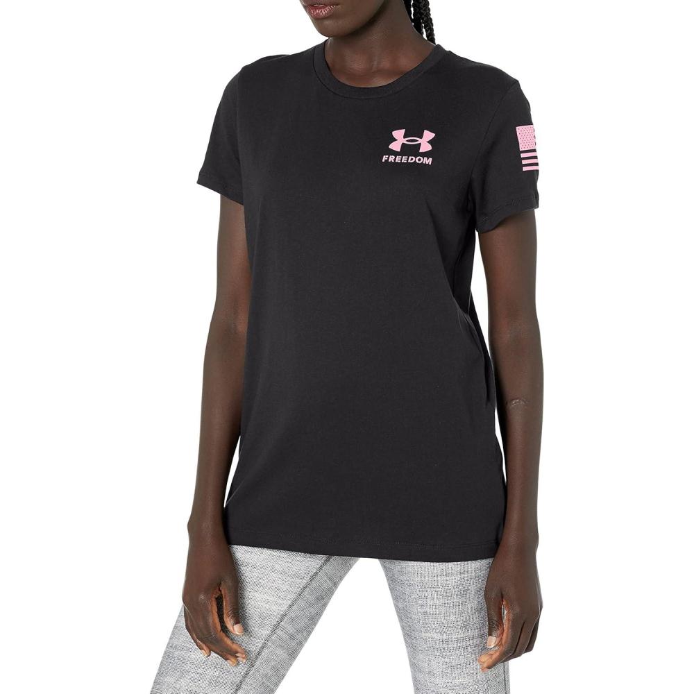 image:imageUnder Armour Womens New Freedom Logo TShirt002 Black Flamingo