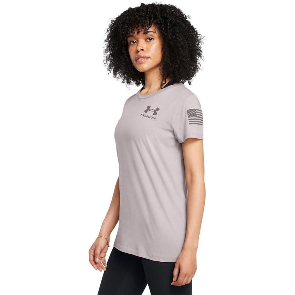 image:imageUnder Armour Womens New Freedom Logo TShirt015 Tetra Gray Fresh Clay
