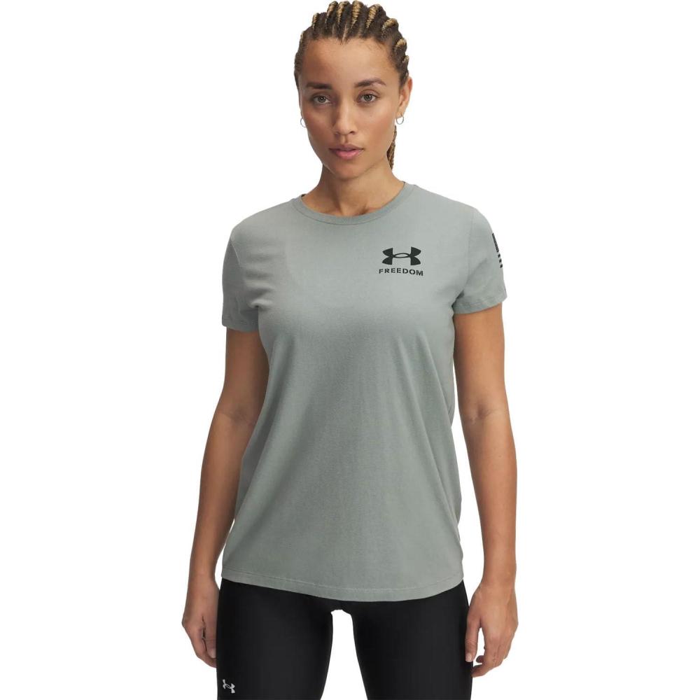 image:imageUnder Armour Womens New Freedom Logo TShirt348 Silica Green   Black