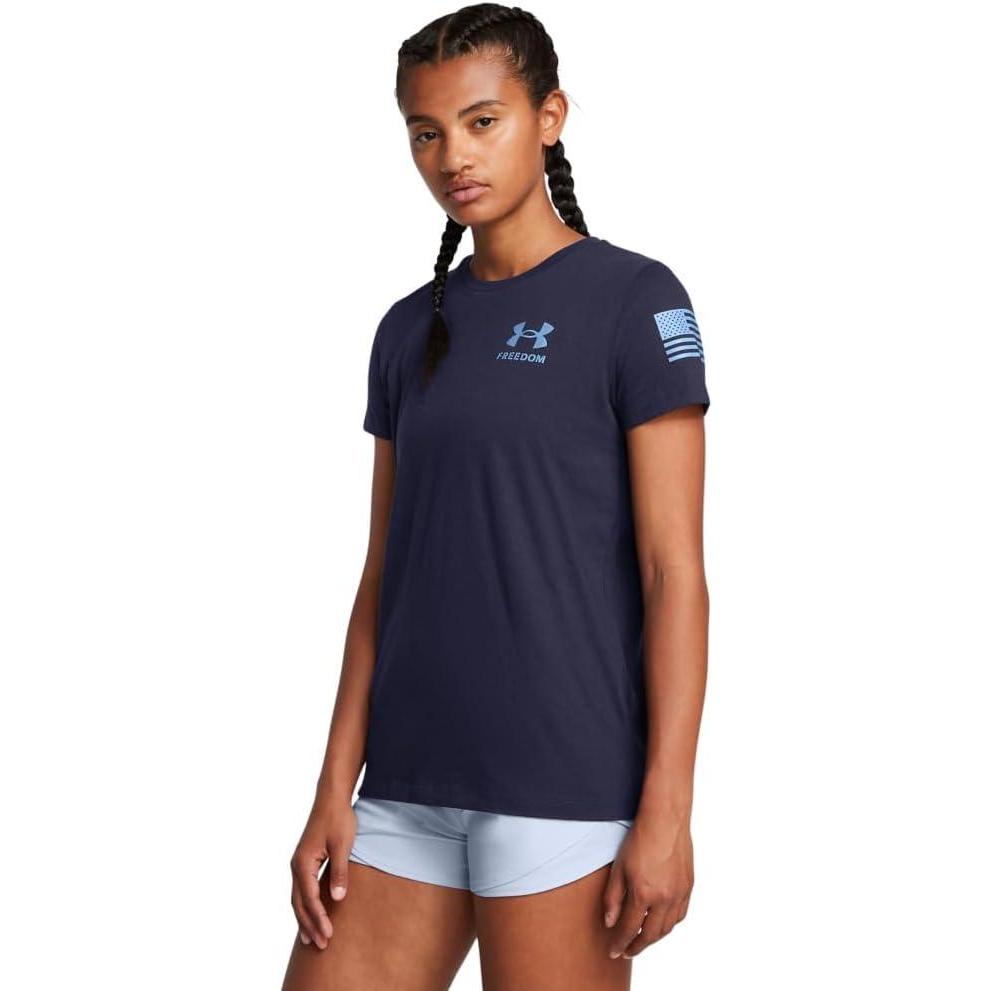 image:imageUnder Armour Womens New Freedom Logo TShirt411 Midnight Navy   Horizon Blue