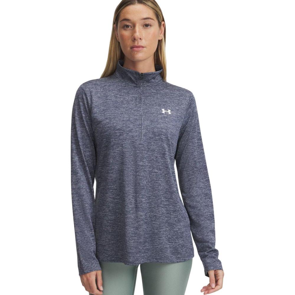 image:imageUnder Armour Womens Tech Twist Quarter ZipDownpour GrayWhite