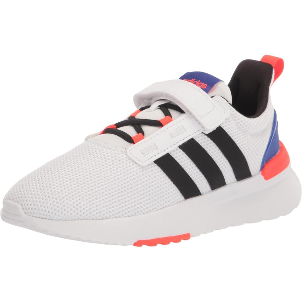 image:imageadidas Girls Racer TR21 Little KidBig KidWhiteBlackLucid Blue Cross Strap