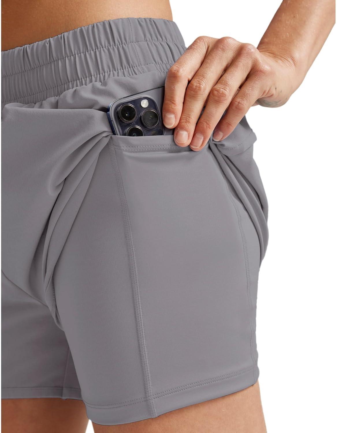 image:imageBeyond Yoga Womens in Stride Lined ShortsCloud Gray