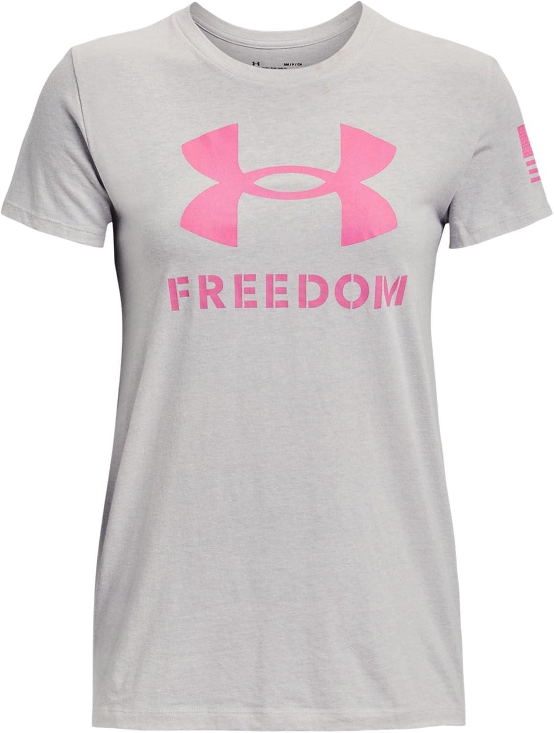 image:imageUnder Armour New Freedom Logo TShirt015 Halo Gray Light Heather Pink Edge