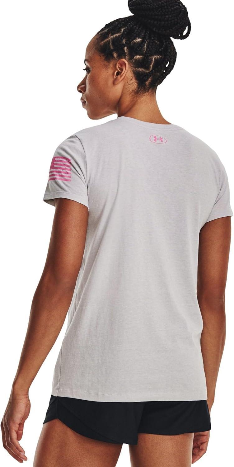 image:imageUnder Armour New Freedom Logo TShirt015 Halo Gray Light Heather Pink Edge