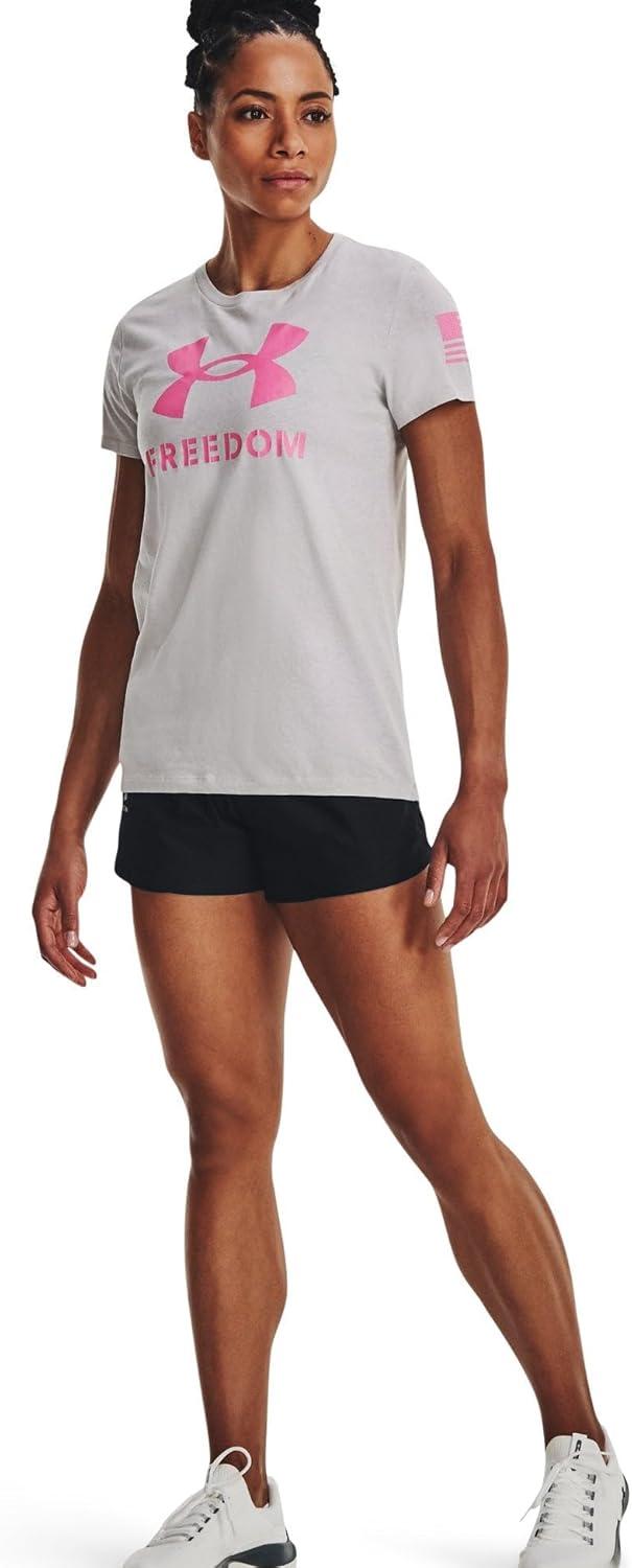 image:imageUnder Armour New Freedom Logo TShirt015 Halo Gray Light Heather Pink Edge