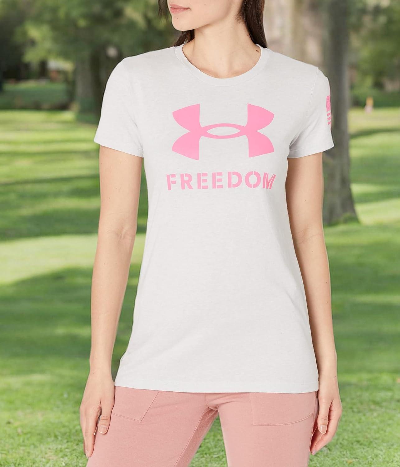 image:imageUnder Armour New Freedom Logo TShirt015 Halo Gray Light Heather Pink Edge