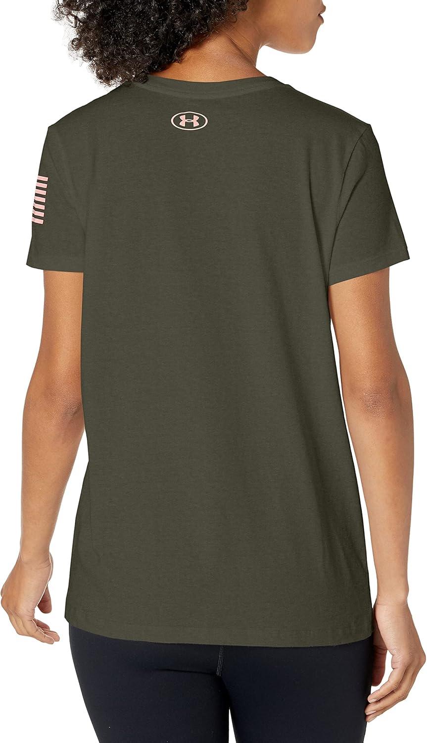 image:imageUnder Armour New Freedom Logo TShirtBaroque Green 310Pink Clay