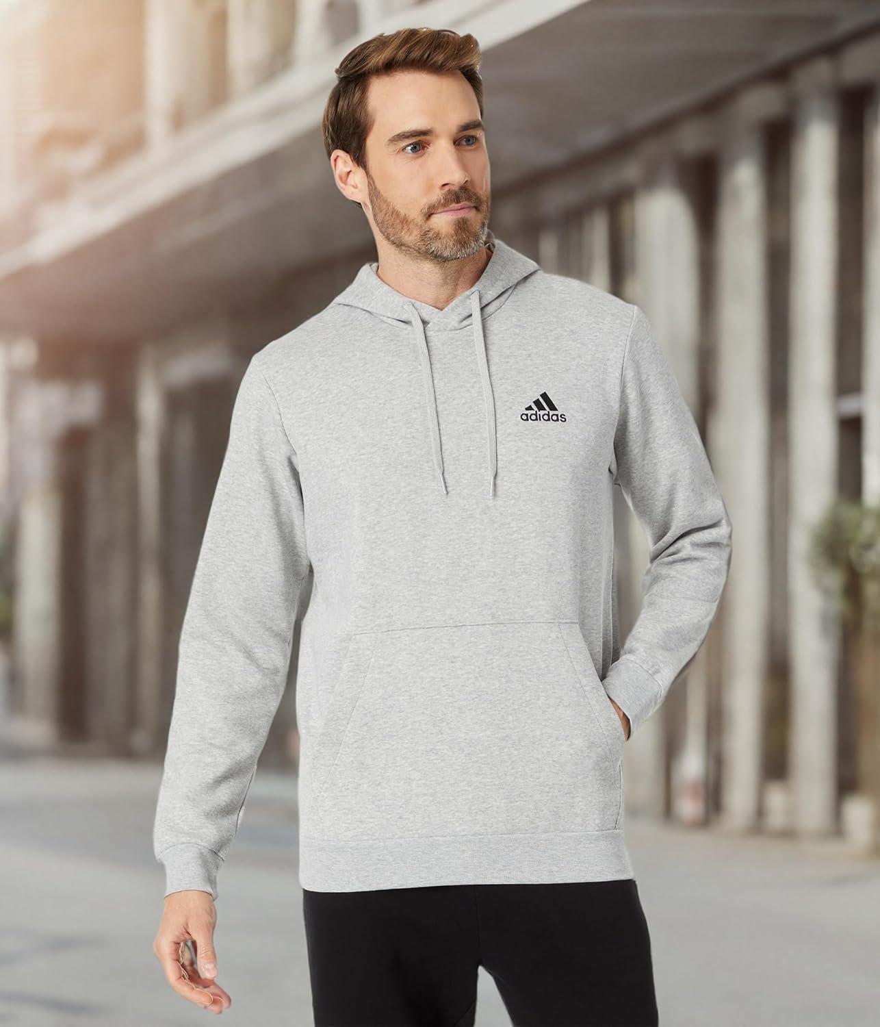 image:imageadidas Mens Essentials Fleece HoodieMedium Grey HeatherBlack